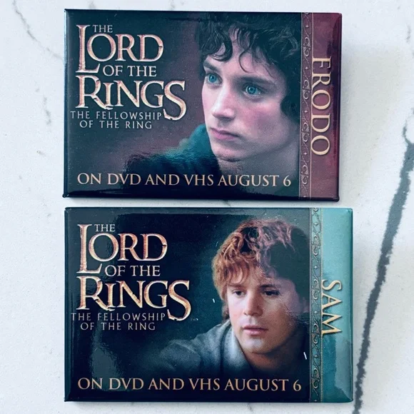 Lord of the Rings Fellowship of the Rings DVD Release Promo Pins Set of 12 - Picture 2 of 8
